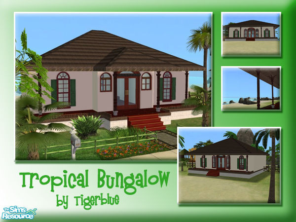 Sims 2 — Tropical Bungalow by Tigerblue — WIth a prime location on the beach, this simple bungalow has great potential!