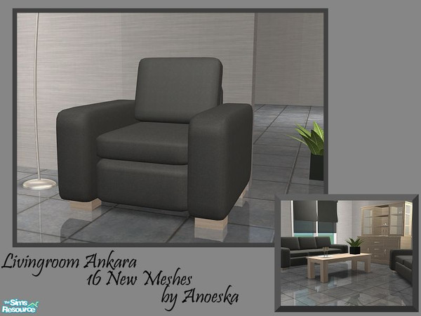 Sims 2 — Ankara Livingroom Chair by AnoeskaB — Modern darkgrey livingroom chair. Part of the Ankara Livingroom.