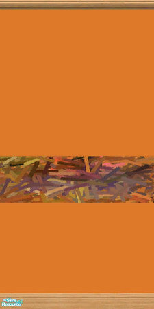 Sims 2 — Abstract Gold Orange Wall by jeni — It is very orange with an abstract border. Co-ordinating Bedding and Curtain