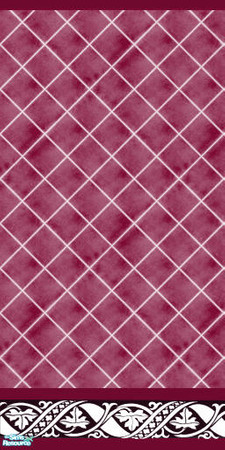 Sims 2 — plum royal bathroom by skinflin — plum royal with plum borders and black white leaf fram.floor to match