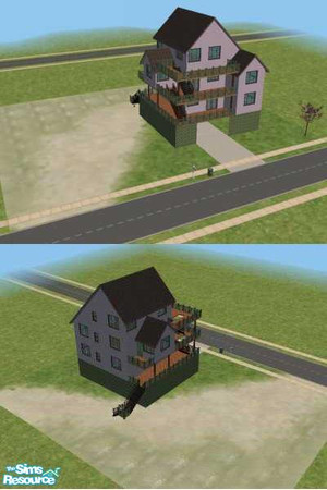 Sims 2 — Beach Manor by katje96 — A large old house on the edge of a beach.