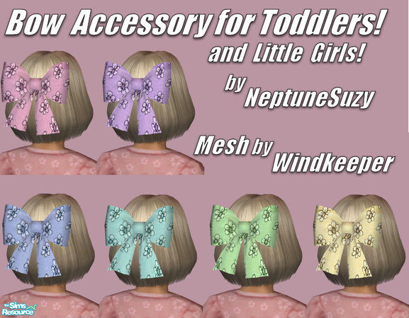 Sims 2 — NSC Bow Accessory for Toddlers and Girls by Neptunesuzy — Your Little Simmies will Love this Bow for their Hair!