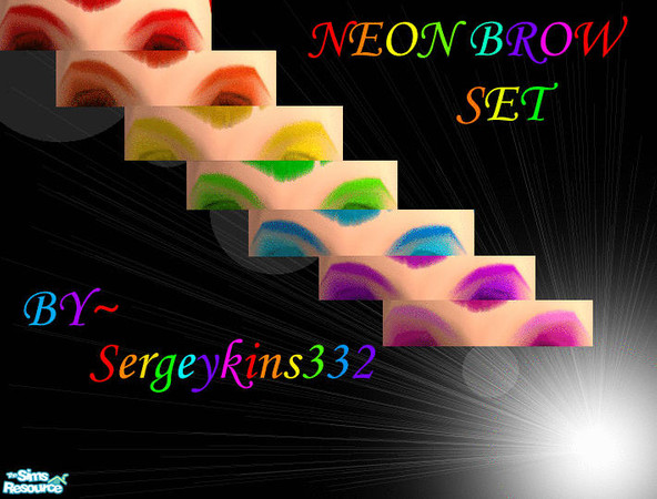 Sims 2 — Neon Rainbow Brows By Sergeykins332 by Sergeykins332 — Neon Rainbow Eyebrows; matches with: Neon Hair, Neon