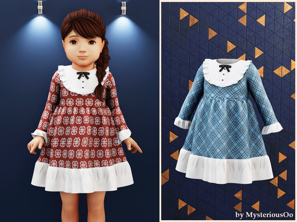 Sims 4 Child Ruffle The Sims Resource | Toddler - Ruffled collar vintage dress