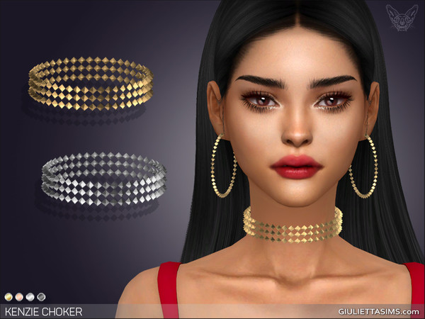 Sims 4 — Kenzie Choker by feyona — Kenzie Choker made out of faceted golden beads comes with 4 swatches.