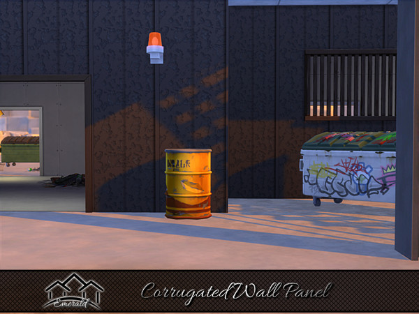 Sims 4 — Corrugated Wall Panel 2 by Emerald — Corrugated wall panel adds a rustic appeal with an antiquated look.