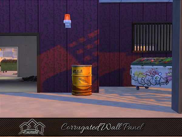 Sims 4 — Corrugated Wall Panel 3 by Emerald — Corrugated wall panel adds a rustic appeal with an antiquated look.