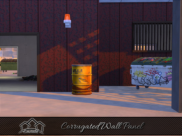 Sims 4 — Corrugated Wall Panel 6 by Emerald — Corrugated wall panel adds a rustic appeal with an antiquated look.