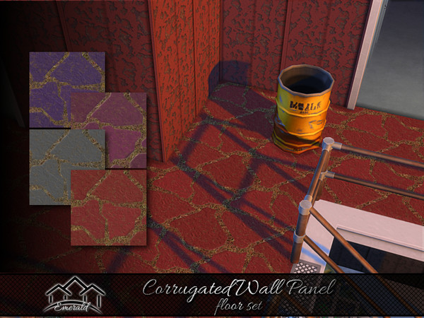 Sims 4 — Corrugated Wall Panel floor set by Emerald — Corrugated wall panel adds a rustic appeal antiquated look