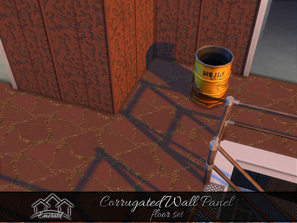 Sims 4 — Corrugated Wall Panel floor 1 by Emerald — Corrugated wall panel adds a rustic appeal antiquated look