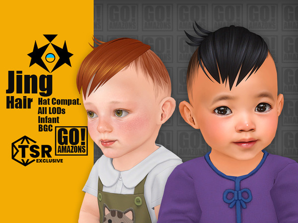 Sims 4 — Jing Hair by GoAmazons — Unisex straight hairstyle for infants.