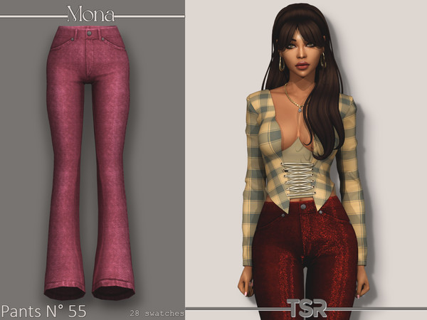 Sims 4 — Leather-denim pants by Mona — -New mesh-