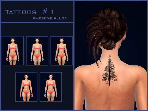 Sims 4 — tattoo_1_selene_side_awesome-ajuga.package by Awesome-ajuga — This set consists of 10 files: 9 files are tattoos