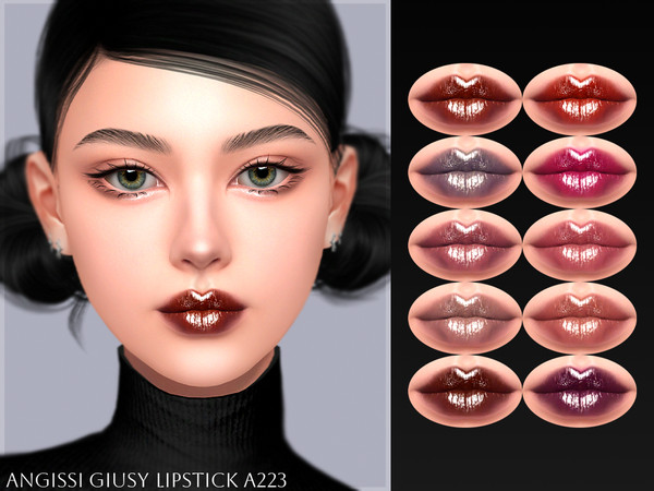 Sims 4 — Giusy Lipstick A223 by ANGISSI — PREVIEWS MADE USING HQ MOD 10 colors