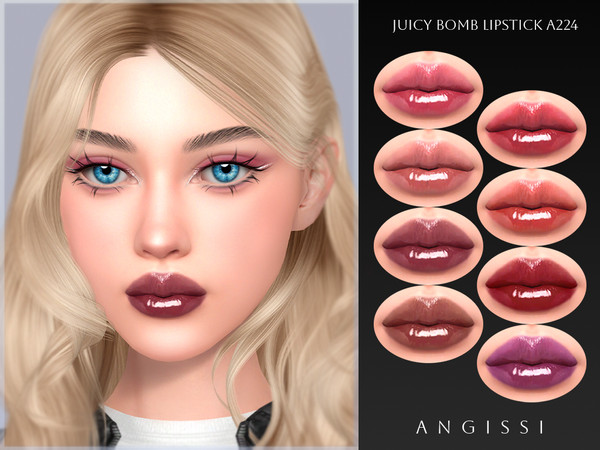 Sims 4 — Juicy Bomb Lipstick A224 by ANGISSI — PREVIEWS MADE USING HQ MOD Female