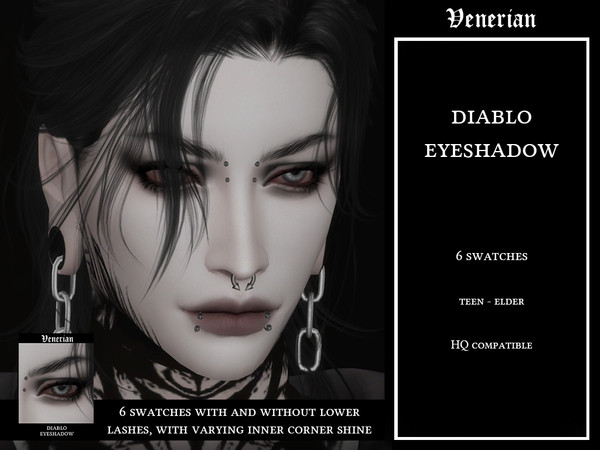Sims 4 — Diablo Eyeshadow by Venerian by Venerian — 6 swatches with varying inner corner shine