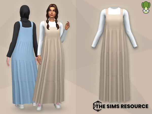 Sims 4 — Modest Wear - Tiered Long Skirt Overall With Long Sleeve Shirt (#12) by kapakijo — Tiered long skirt overall for