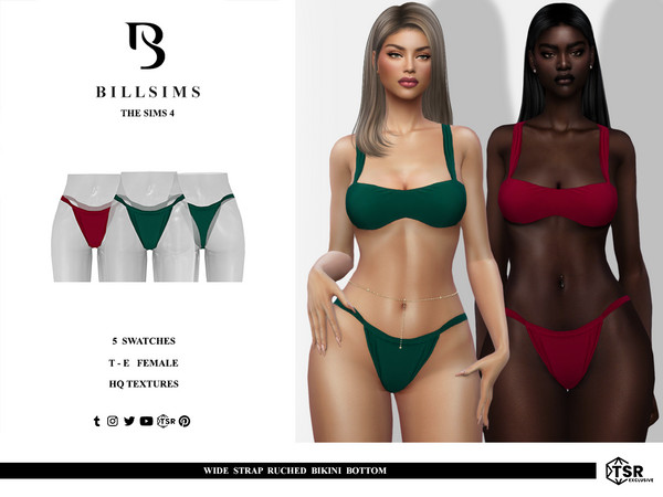 Sims 4 — Wide Strap Ruched Bikini Bottom by Bill_Sims — These bikini bottoms feature a high-cut leg with ruched detailing