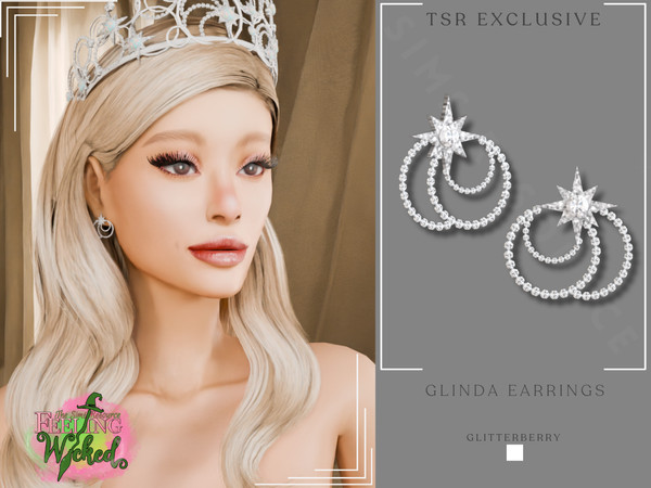 Sims 4 — Glinda Earrings by Glitterberryfly — Diamond earring to match Glinda's outfit from wicked