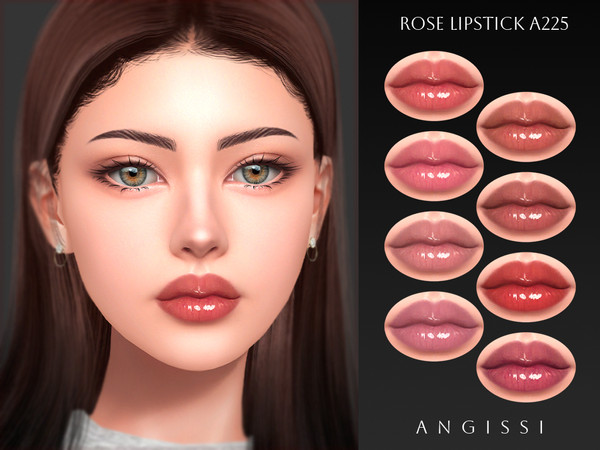 Sims 4 — Rose Lipstick A225 by ANGISSI — PREVIEWS MADE USING HQ MOD Female