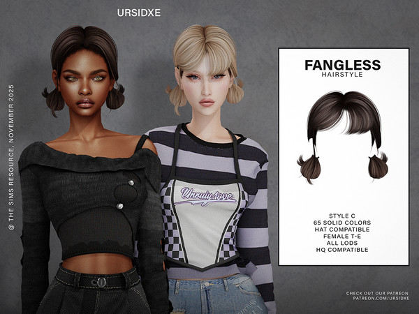 Sims 4 — FANGLESS (Hairstyle) - Style C by Ursidxe — Female
