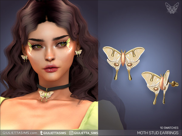 Sims 4 — Moth Stud Earrings by feyona — Moth Stud Earrings come with 10 swatches.