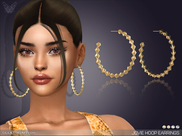 Sims 4 — Jovie Hoop Earrings by feyona — Jovie Hoop Earrings come with 4 swatches.