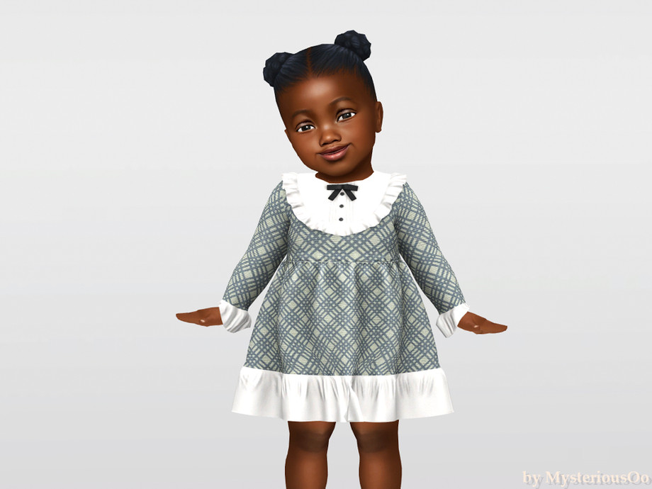 Sims 4 Child Ruffle The Sims Resource | Infant - Ruffled collar vintage dress