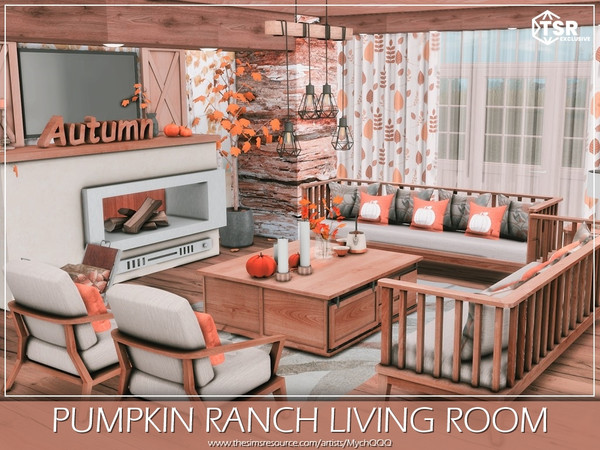 Sims 4 — Pumpkin Ranch Living Room by MychQQQ — Value: $ 7,764