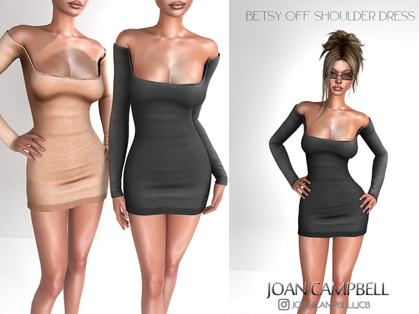Sims 4 — BETSY OFF SHOULDER DRESS by Joan_Campbell_Beauty_ — 11 swatches Custom thumbnail Original mesh