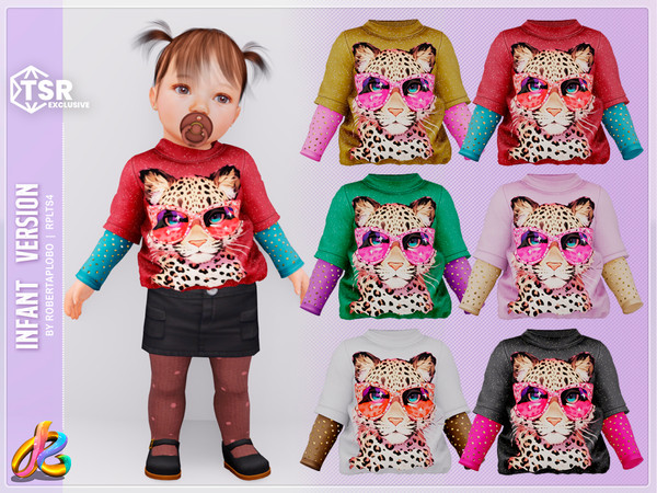 Sims 4 — Leopard Glam Sweaters - 326 Infant by RobertaPLobo — Leopard Glam Sweaters - 326 - TS4