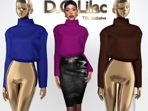 Sims 4 — Turtleneck Blouse with Shoulder Pads DO2041 by DOLilac — Custom thumbnail