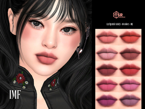 Sims 4 — IMF Liz Lipstick N.683 by IzzieMcFire — Liz Lipstick N.683 contains 10 colors in hq texture. Standalone item