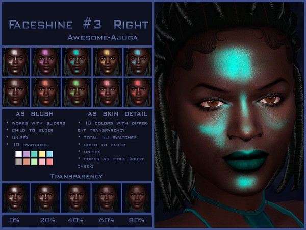 Sims 4 — faceshine_3_left_blush_awesome-ajuga.package by Awesome-ajuga — - comes as blush & skin detail;
