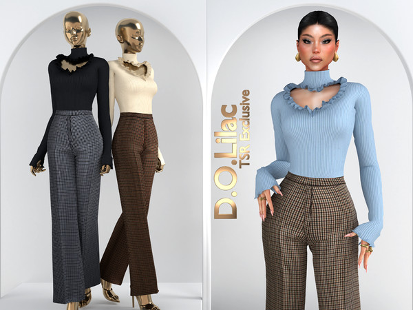 Sims 4 — Preppy Classy Set DO101 Top 2043 by DOLilac — Includes: (Top + Bottom)