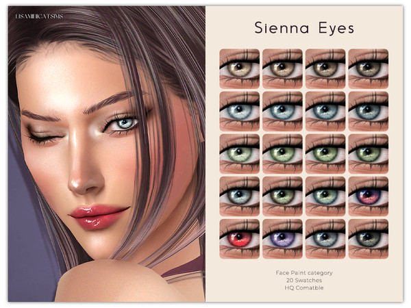 Sims 4 — LMCS Sienna Eyes by VELYSEA — -Face Paint category -HQ comatble -20 swatches