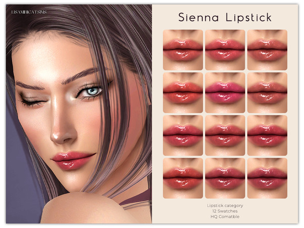 Sims 4 — LMCS Sienna Lipstick by VELYSEA — -Lipstick category -HQ comatble -12 swatches