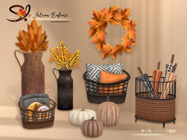 Sims 4 — Autumn Embrace Decor by SIMcredible! — Decor items inspired by the gorgeous Autumn season to beautify your sim