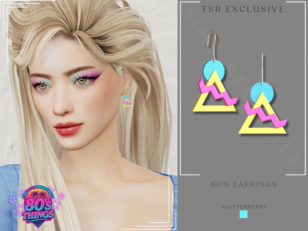 Sims 4 — 80s Earrings by Glitterberryfly — A colourful 80s inspired earring