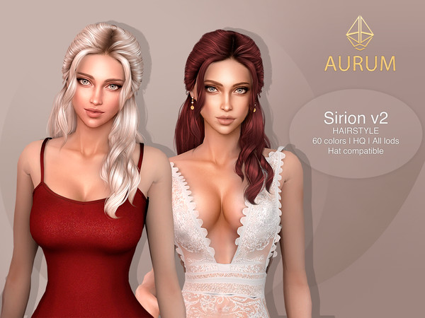 Sims 4 — Sirion Hairstyle v2 - Braided Half-Up Long Waves by Aurum — Romantic half-up braid with long, soft curls for The