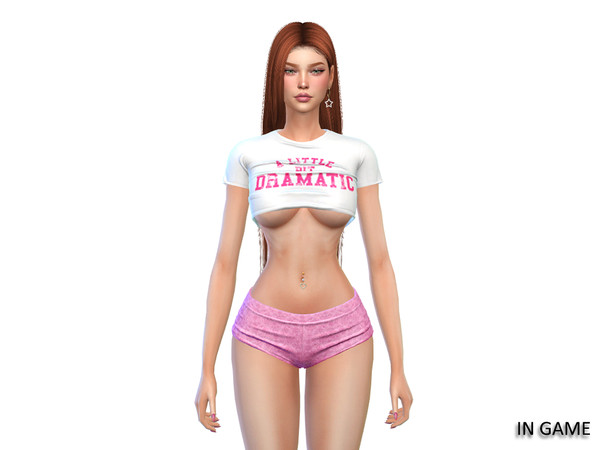 Sims 4 — (Wisteria) Nadia_Top.package by WisteriaSims — Elevate your wardrobe with this sexy crop top and mini shorts