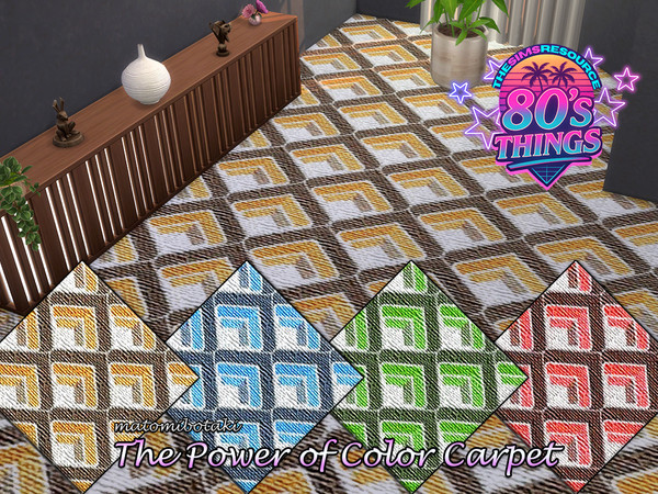 Sims 4 — The Power of Color Carpet by matomibotaki — Large-scale geometrically patterned carpet in 4 different intense