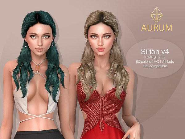 Sims 4 — Sirion Hairstyle v4 - Braided Half-Up Long Waves by Aurum — Romantic half-up braid with long, soft curls for The