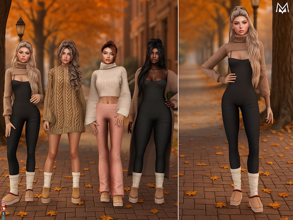 Sims 4 — [PATREON] Autumn Lounge Collection - Cropped Sweater Bodysuit by Mermalade — New Mesh
