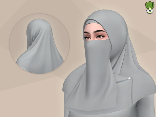 Sims 4 — Modest Wear - Half Niqab With Shoulder Pin Square Hijab by kapakijo — Half niqab with shoulder pin square hijab
