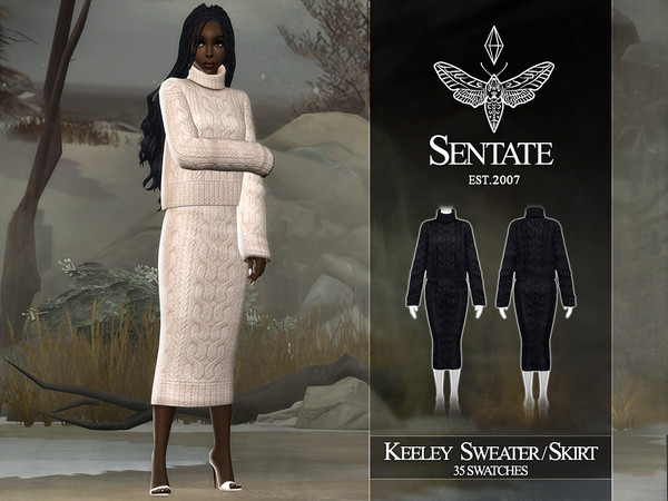 Sims 4 — Sentate-2024-KeeleySweater.package by Sentate — A boxy fit sweater with midi pencil kirt.