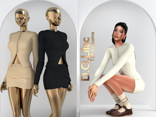Sims 4 — Ribbed Knit Set DO102 Top 2045 by DOLilac — Includes: (Top + Bottom)