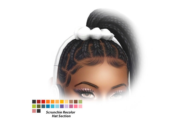 Sims 4 — SHS_ShantalHair_ScrunchieRecolor.package by sehablasimlish — hair with two long braids and baby hair