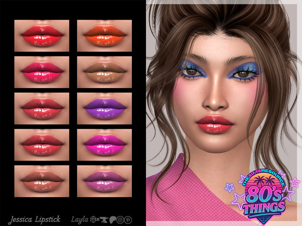 Sims 4 — 80's Things - Glossy Lipstick (Jessica Lipstick) by Layla — Female Glossy Lipstick Previews were made using HQ