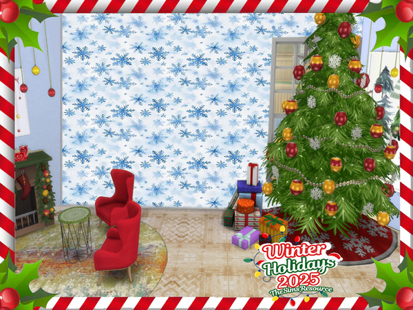 Sims 4 — Christmas Wallpaper 2025 by lavilikesims — A set of 8 walls, all wall sizes, all xmas themed